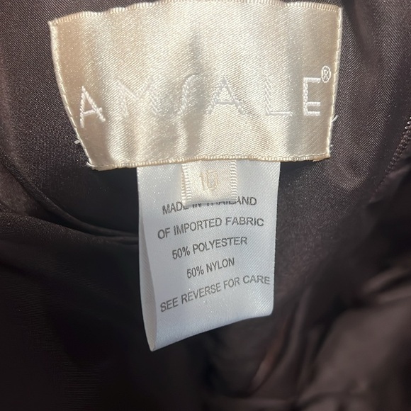 Amsale Size 8 Chocolate Brown Satin Evening Gown – Bow Waist Formal Dress - Picture 5 of 8